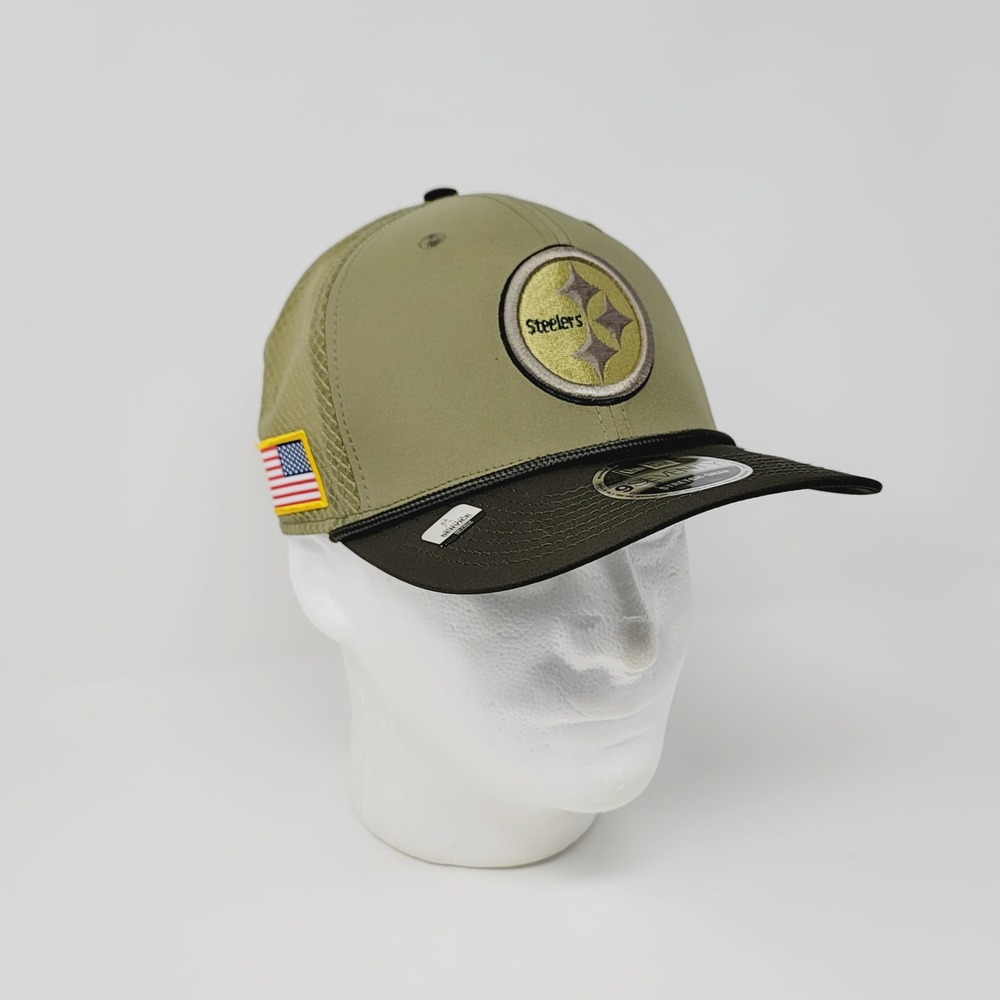 New Era 9SEVENTY Salute to Service Pittsburgh Steelers Hat Olive Trucker Cap